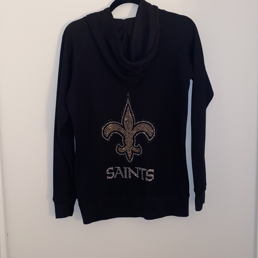 NFL Football Active Basics New Orleans Saints Rhinestone Cardigan Hoodie